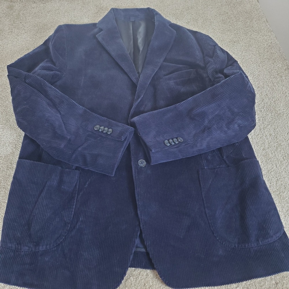 Jos. A Banks Corduroy Blazer Sports Coat Jacket Size 46R Navy Blue